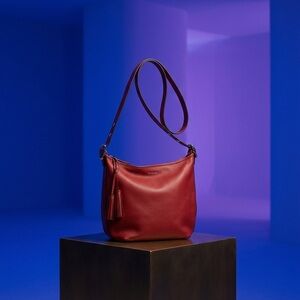 Coach Leather Shoulder Hobo Bag in Deep Red